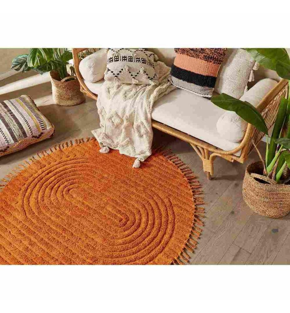 Teppich HALFETI Orange ø 140 cm Baumwolle