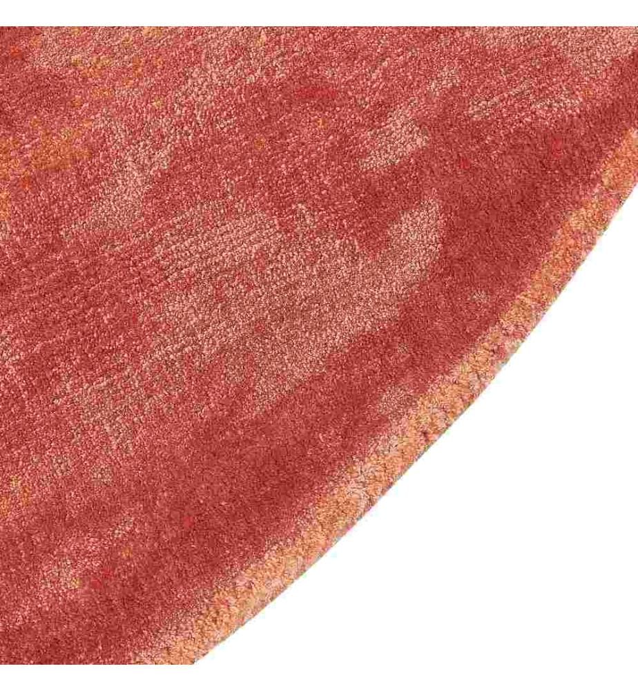 Teppich Orange Viskose 140 cm Kurzflor Rund mit Baumwoll-Unterseite Modern Industrial Einfarbig Handgewebt Wohnzimmer Schlafzimmer
