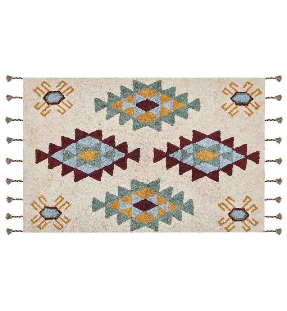 Teppich DUZCE Beige 140 x 200 cm Baumwolle