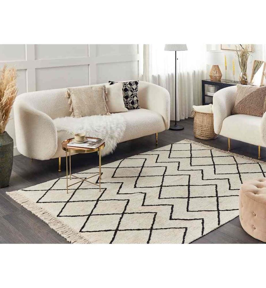 Teppich ELDES Beige 160 x 230 cm Baumwolle