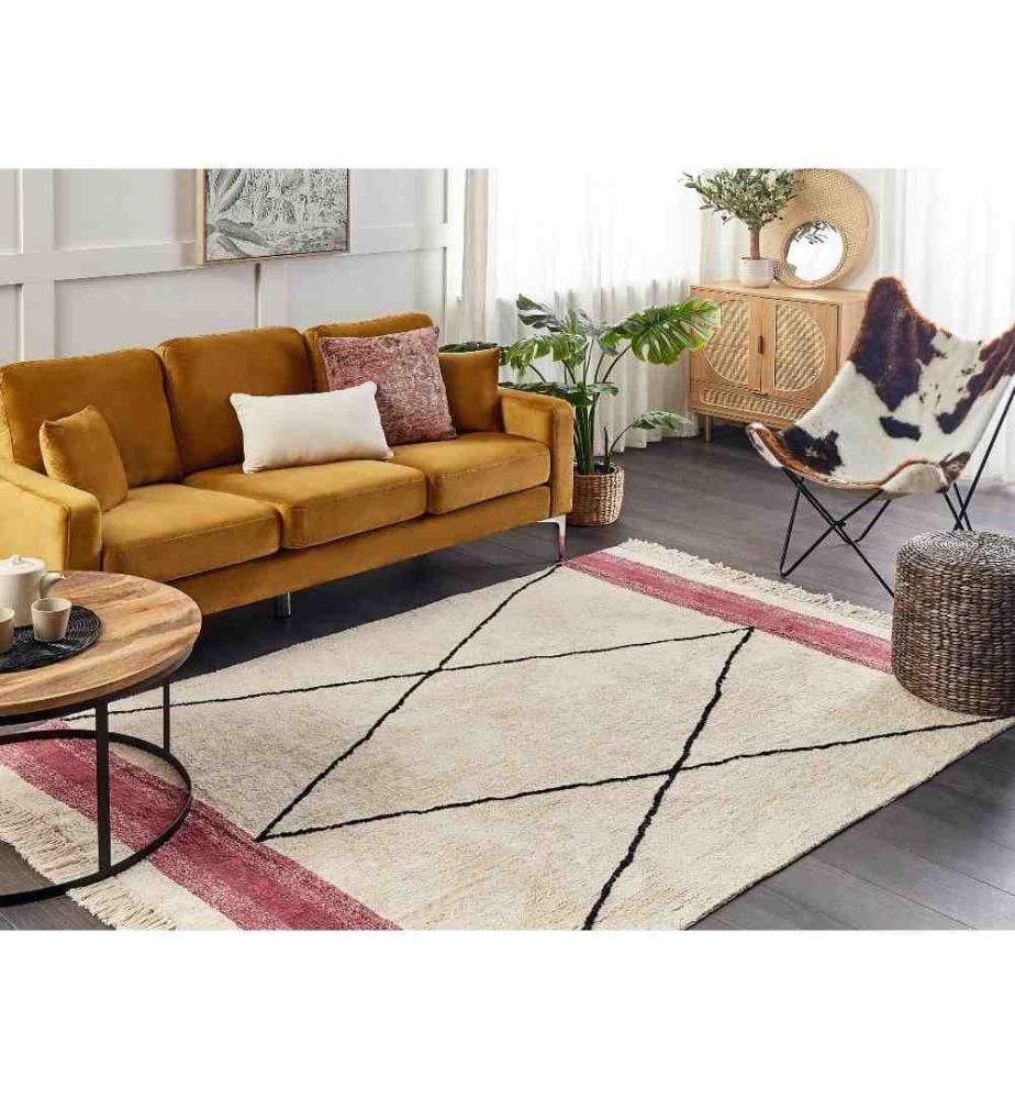 Tapis AFSAR Beige clair 140 x 200 cm Coton