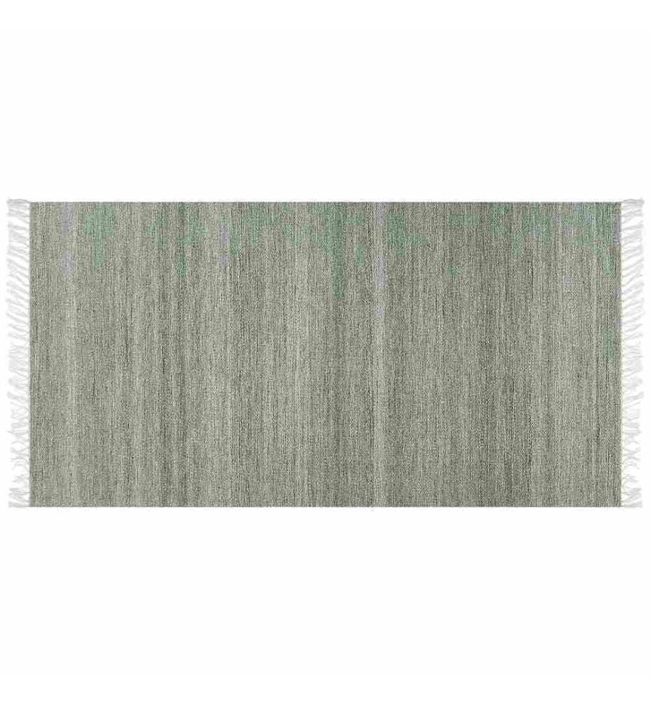 Outdoor Teppich Grün Kunststoff 80 x 150 cm Rechteckig Läufer mit Fransen Handgewebt Farbverlauf Boho Fussbodenheizug Geeignet Garten Indoor