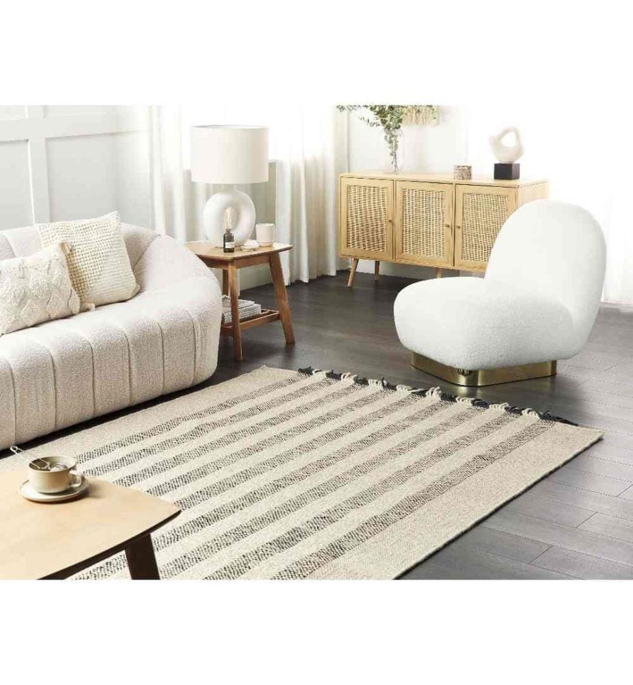 Tapis TACETTIN Blanc 140 x 200 cm Laine