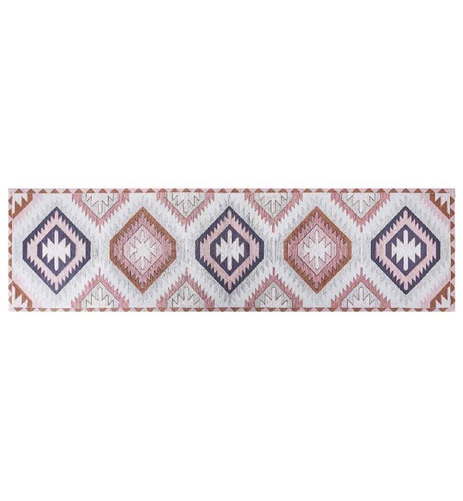 Teppich Läufer mehrfarbig Baumwolle 80 x 300 cm Flur Küche Läufer Geometrisches Muster langer Teppich
