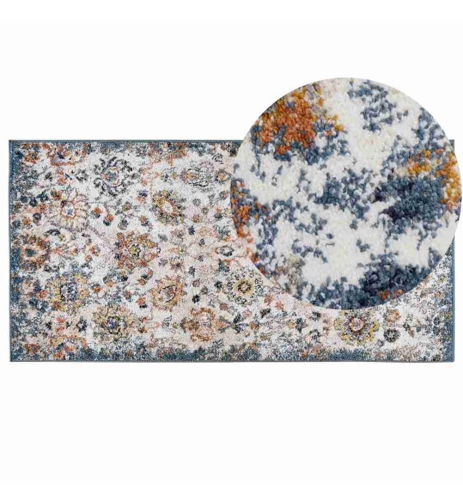 Teppich mehrfarbig synthetisches Material 80 x 150 cm Orientalisches Muster Jute Rückseite Vintage traditionell Wohnzimmer Schlafzimmer