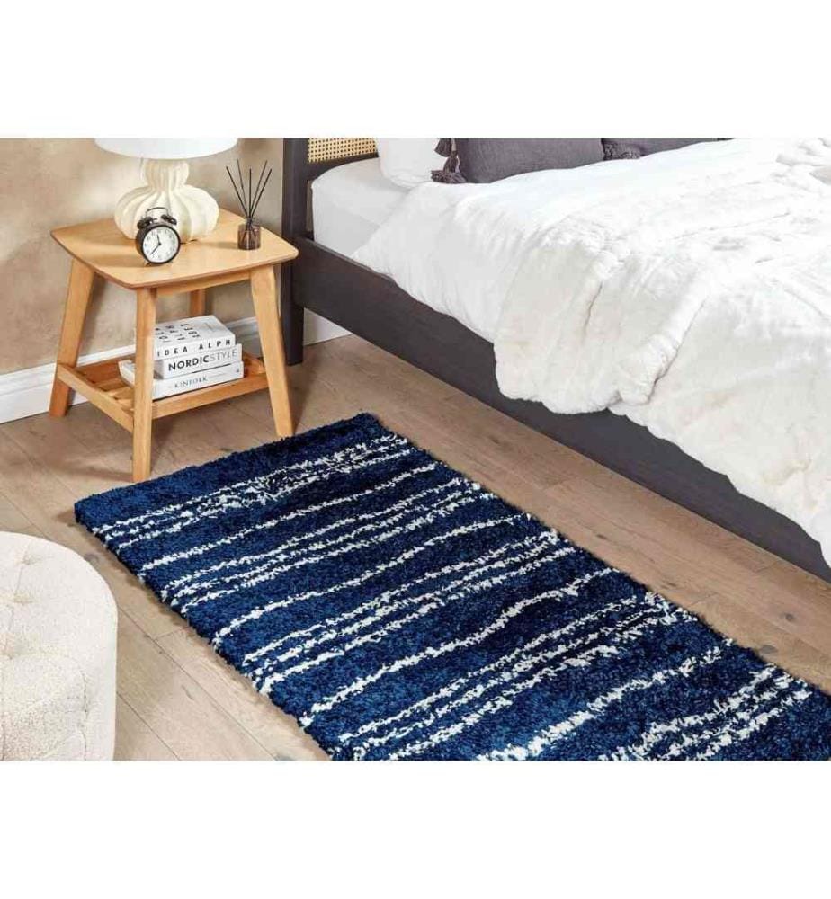 Tapis à poils longs TASHIR Bleu 80 x 150 cm