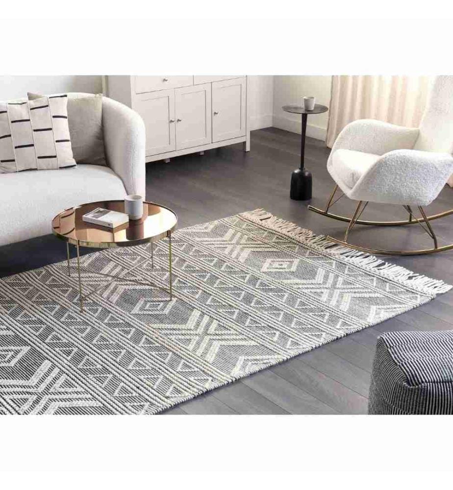 Tapis PAZAR Noir/blanc 160 x 230 cm Laine