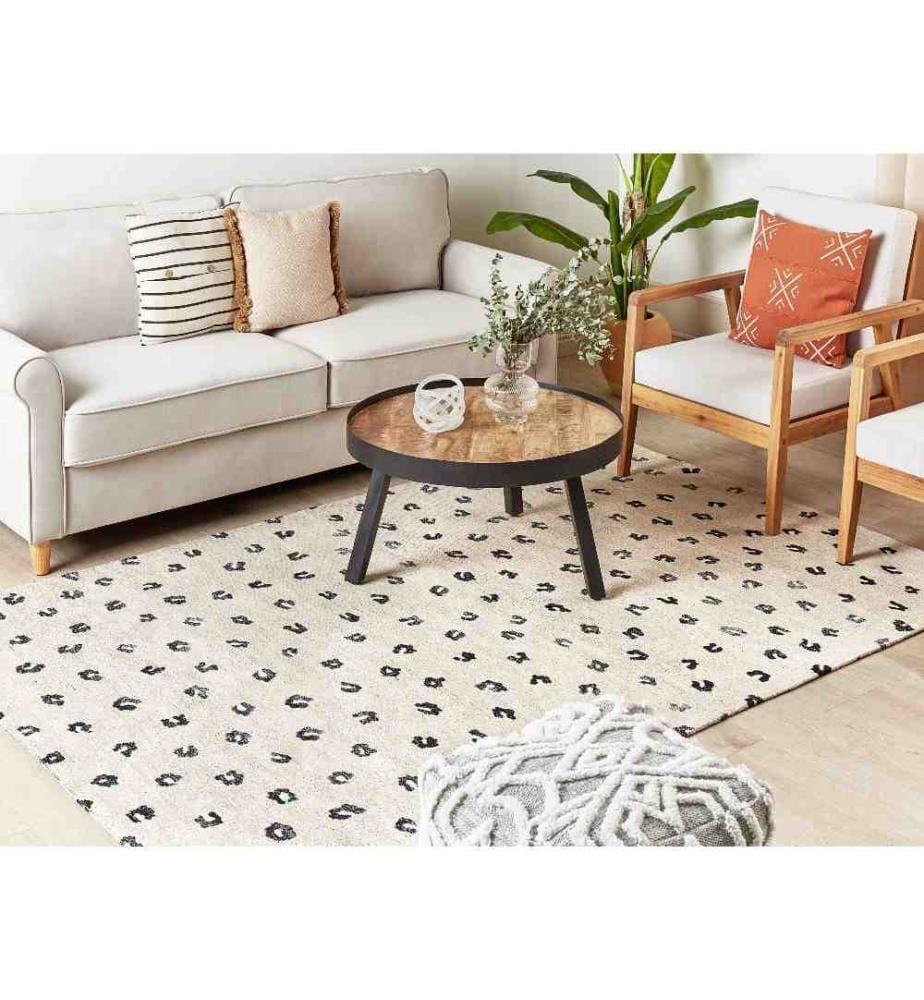 Teppich Hellbeige Baumwolle 200 x 300 cm Rechteckig mit Flecken Tiermotiv Modern