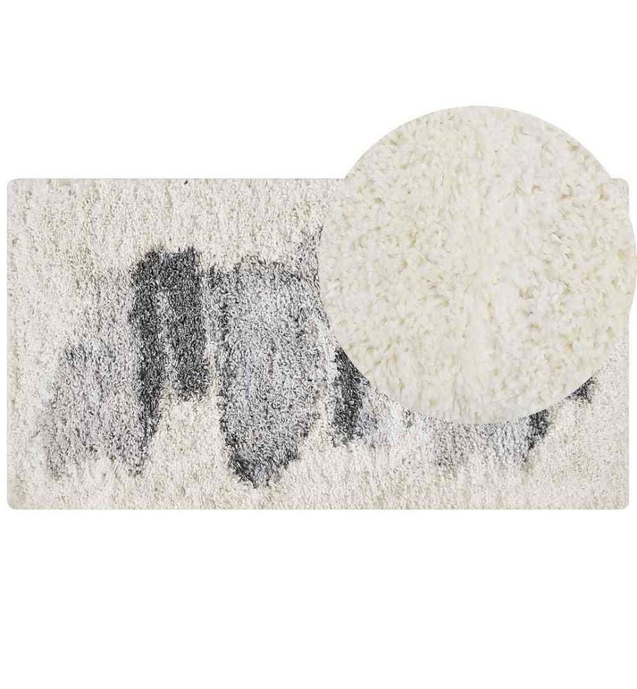 Teppich Weiss / Grau 80 x 150 cm Rechteckig Langflor Hochflor Shaggy Abstraktes Muster Abstrakter Teppich für Wohnzimmer Schlafzimmer Flur