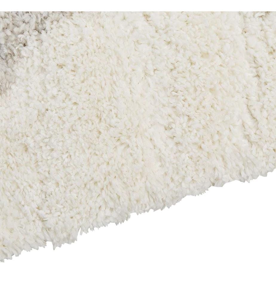Teppich Weiss / Grau 80 x 150 cm Rechteckig Langflor Hochflor Shaggy Abstraktes Muster Abstrakter Teppich für Wohnzimmer Schlafzimmer Flur