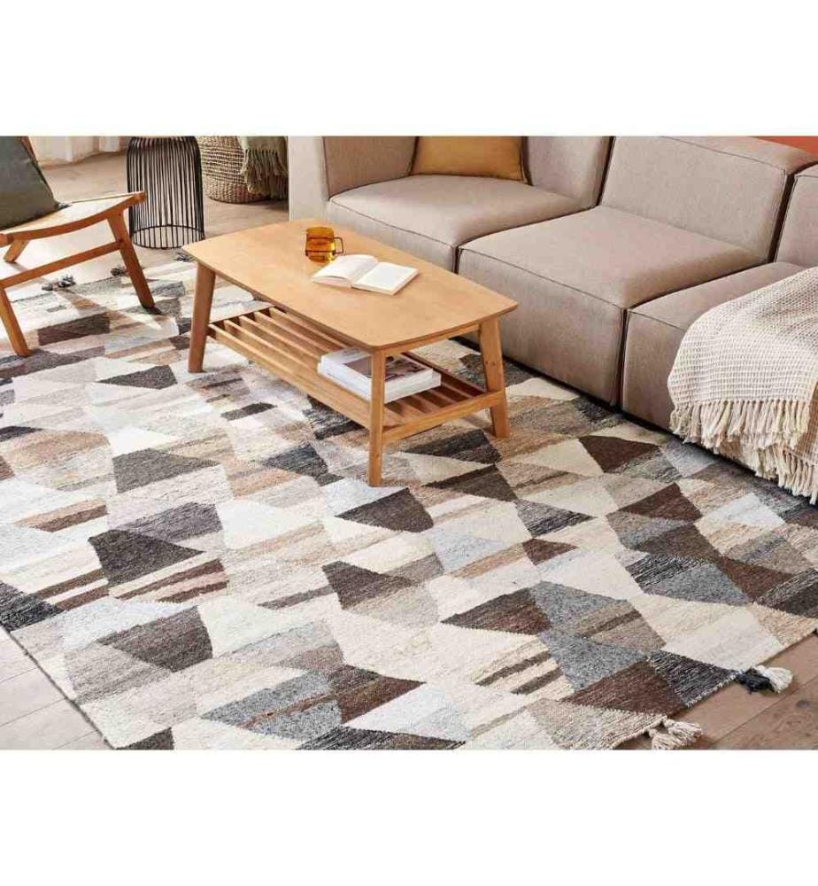 Teppich ARGAVAND Beige 200 x 300 cm Wolle Kelim