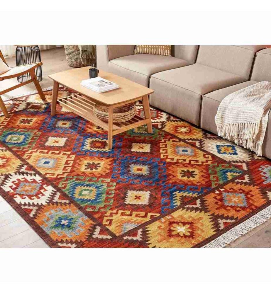 Teppich ZOVUNI Bunt 200 x 300 cm Wolle Kelim