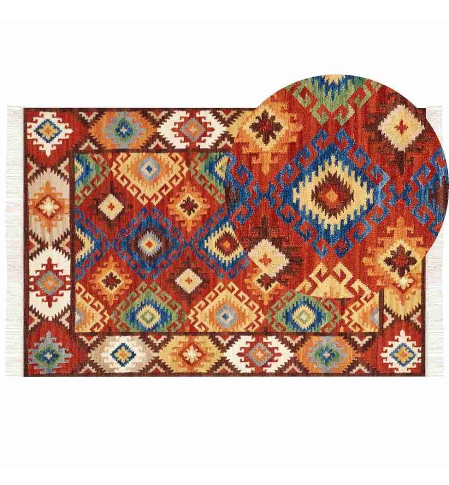 Teppich ZOVUNI Bunt 200 x 300 cm Wolle Kelim