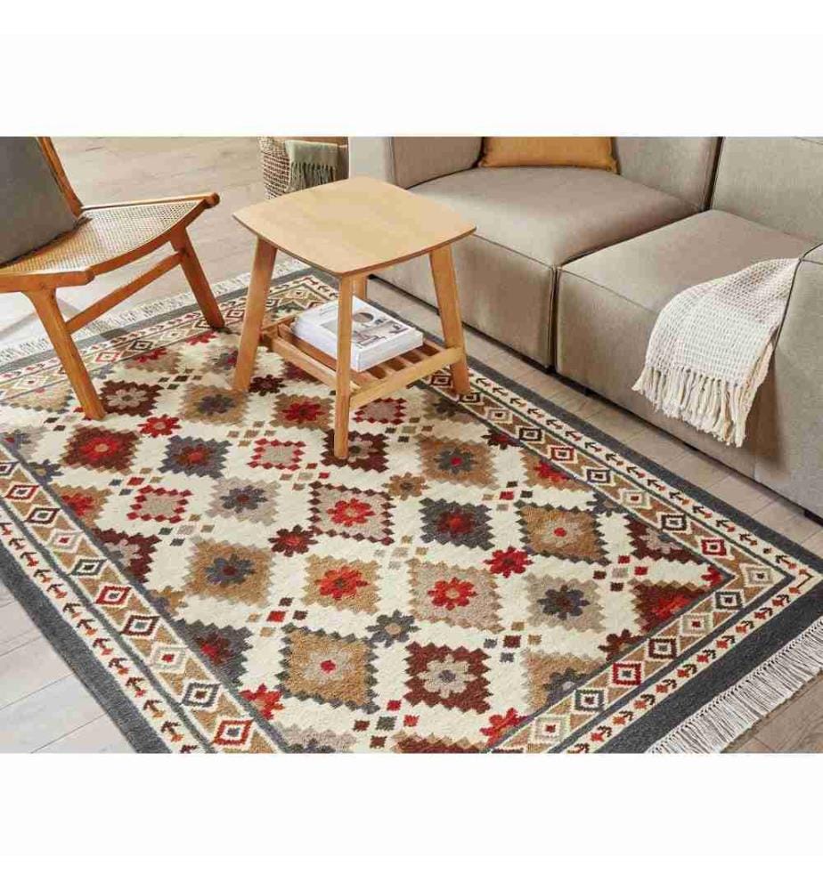 Tapis GHUKASAVAN Multicolore 140 x 200 cm Laine Kilim