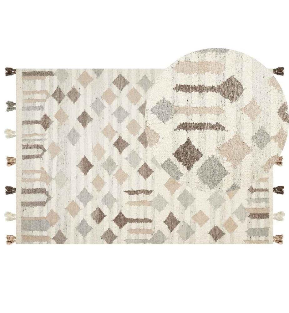 Teppich KAGHTSRASHEN Beige 160 x 230 cm Wolle Kelim