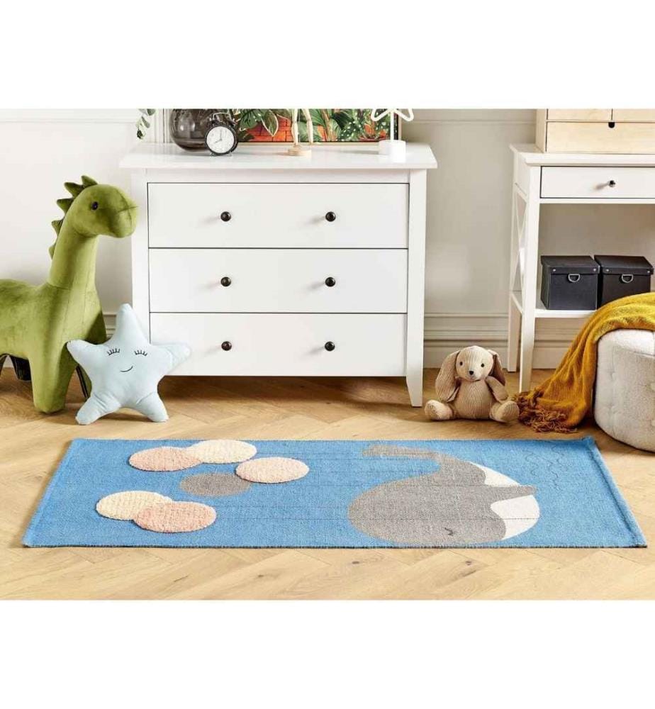 Kinderteppich BALABANG Blau 80 x 150 cm Baumwolle