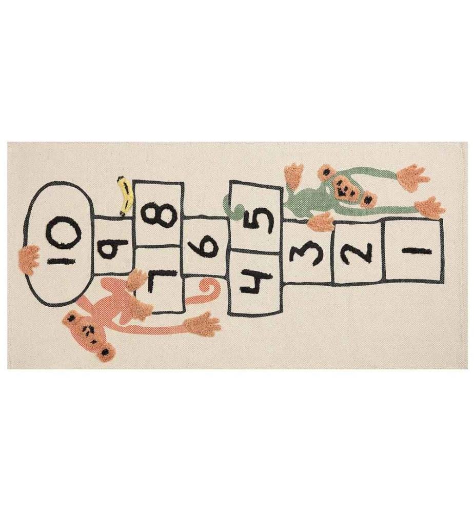 Tapis Multicolore Coton 80 x 150 cm Rectangle Motif animal Jeu de saut Boîte de rangement Moderne Tapis pour enfant à poils courts Chambre d'enfant