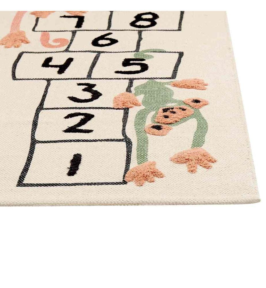 Tapis Multicolore Coton 80 x 150 cm Rectangle Motif animal Jeu de saut Boîte de rangement Moderne Tapis pour enfant à poils courts Chambre d'enfant