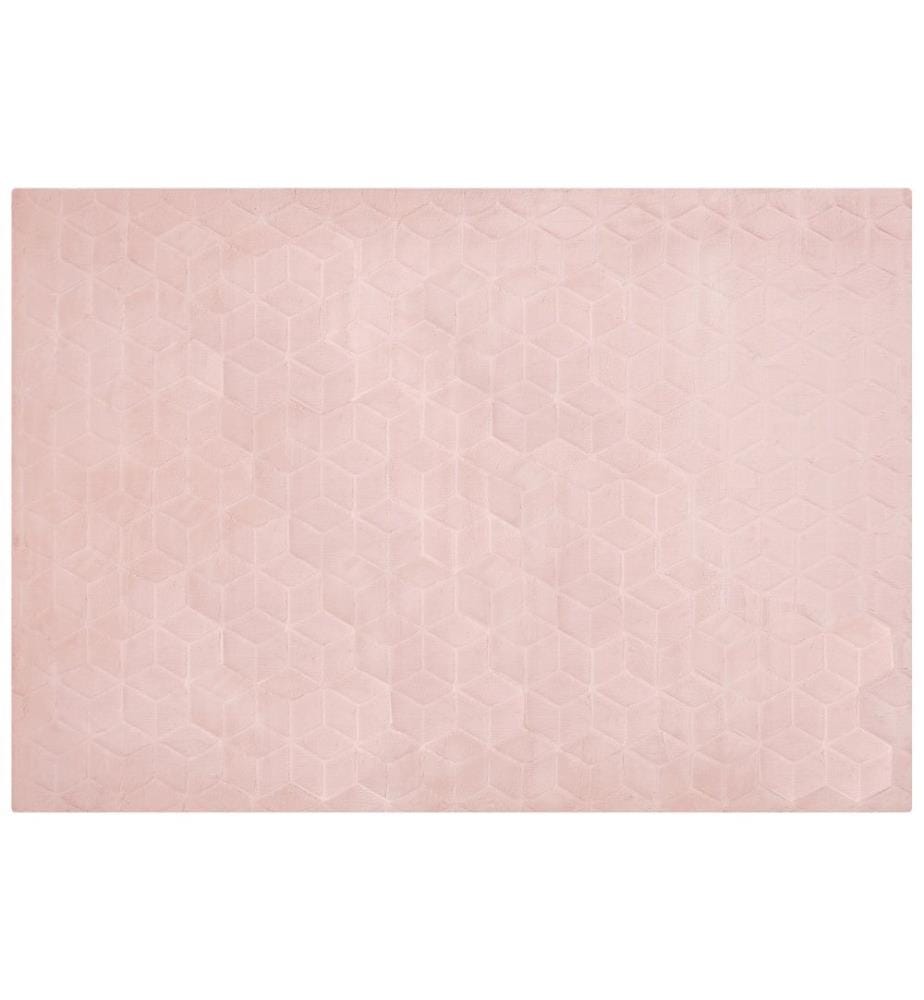 Teppich Rosa Kaninchen-Kunstfell 160x230 cm Einfarbig Handgefertigt Geometrisches Muster Shaggy Modern Glamourös Wohnzimmer Ausstattung Deko