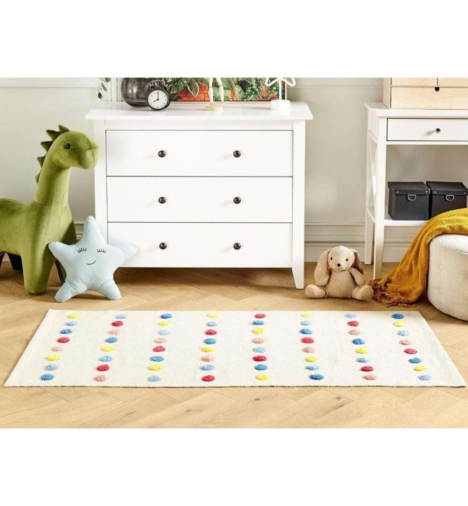 Kinderteppich LELES Beige 80 x 150 cm Baumwolle