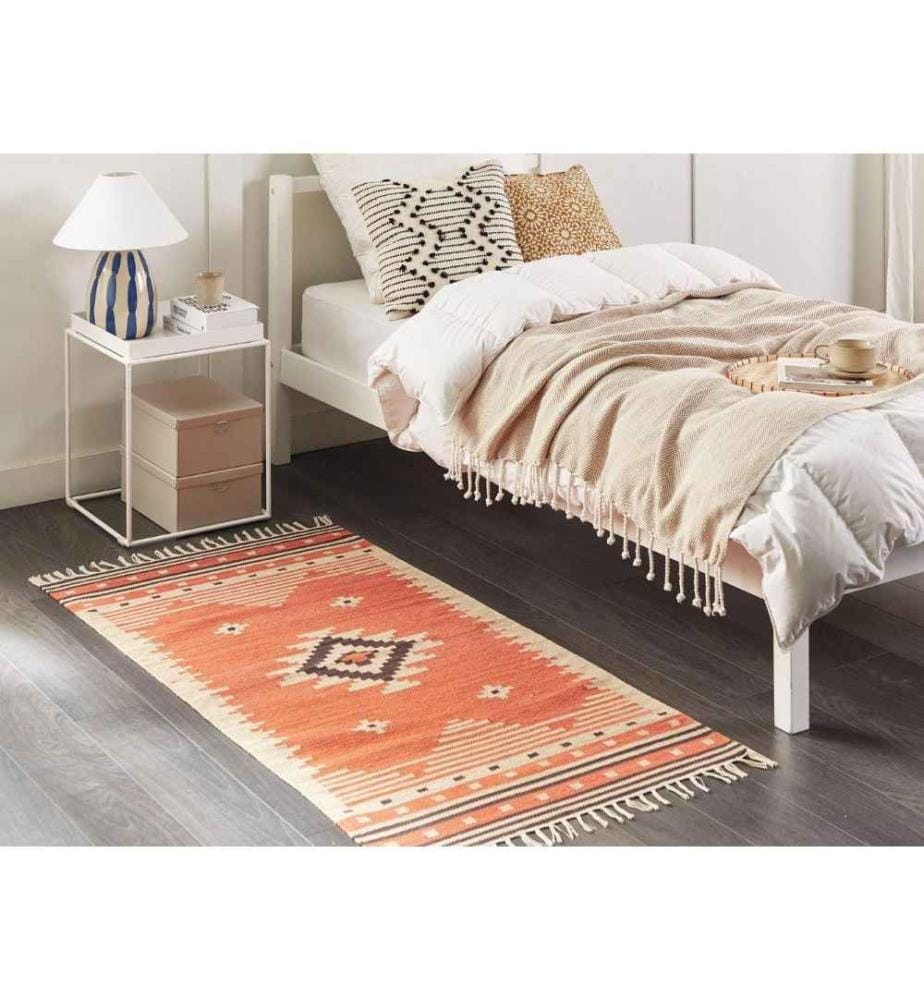 Teppich GAVAR Orange 80 x 150 cm Baumwolle Kelim