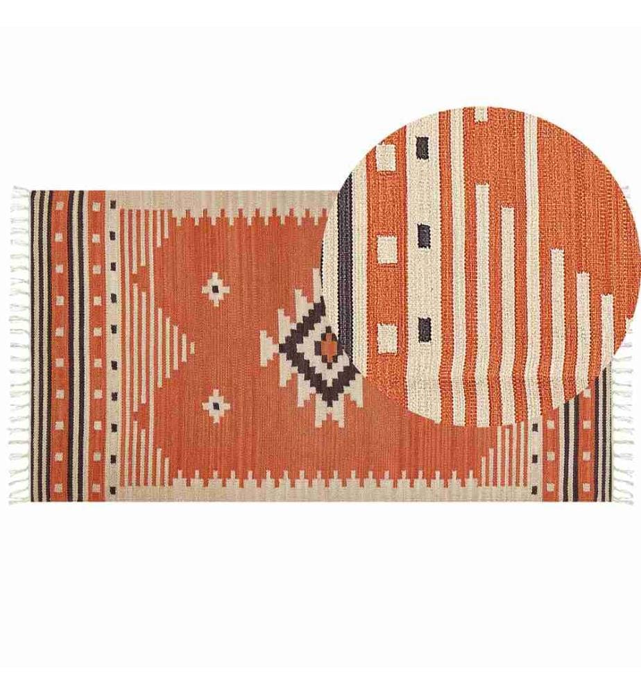 Teppich GAVAR Orange 80 x 150 cm Baumwolle Kelim