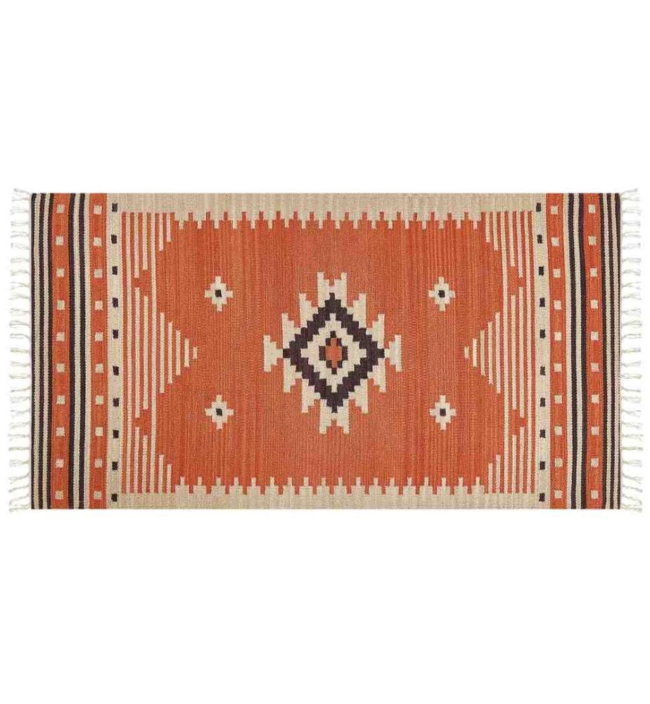 Teppich GAVAR Orange 80 x 150 cm Baumwolle Kelim