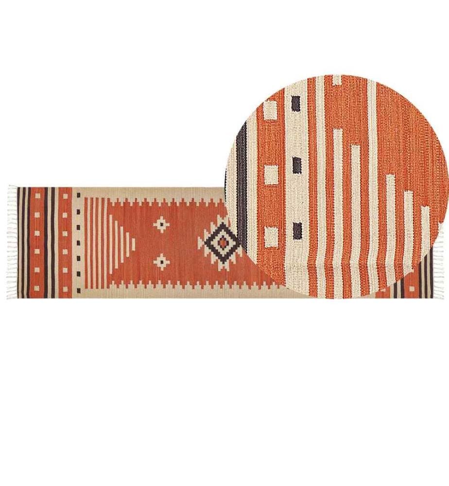 Tapis GAVAR Orange 80 x 300 cm Coton Kilim