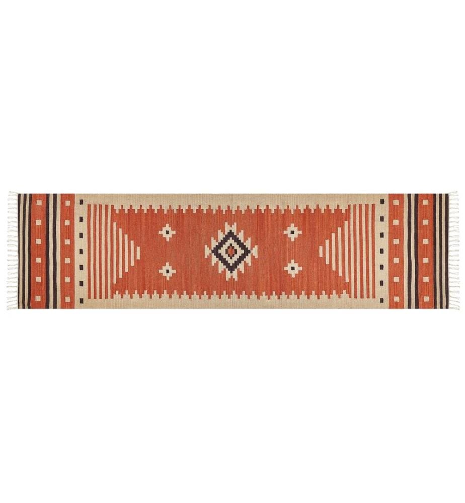 Tapis GAVAR Orange 80 x 300 cm Coton Kilim