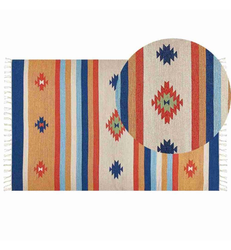 Tapis TARONIK Multicolore 140 x 200 cm Coton Kilim