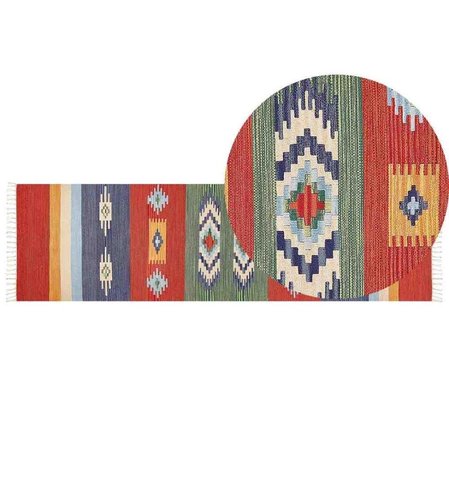 Tapis KAMARIS Multicolore 80 x 300 cm Coton Kilim