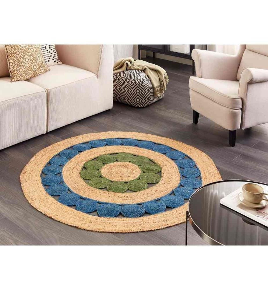 Tapis HOVIT Vert Bleu ø 140 cm Jute