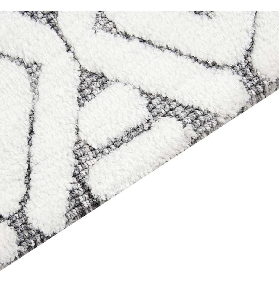 Teppich Weiss und Grau Stoff Rechteckig 300x400 cm Hoch-Tief-Struktur Geometrisches Muster Maschinengewebt Modern Kurzhaar für Fussbodenheizung