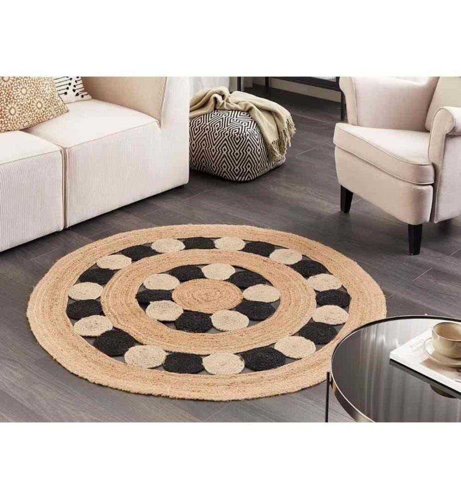 Tapis HOVIT Noir ø 140 cm Jute