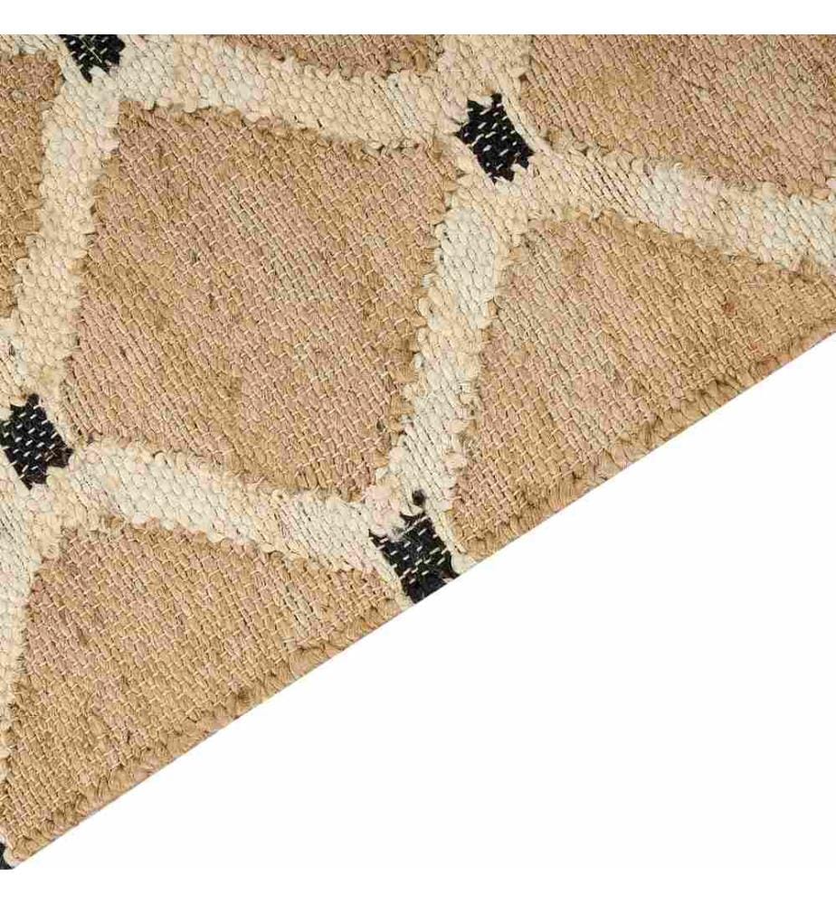 Teppich Beige Jute Rechteckig 300x400 cm Geometriches Muster Handgemacht Boho Modern Kurzhaar für Fussbodenheizung Wohnzimmer Ausstattung