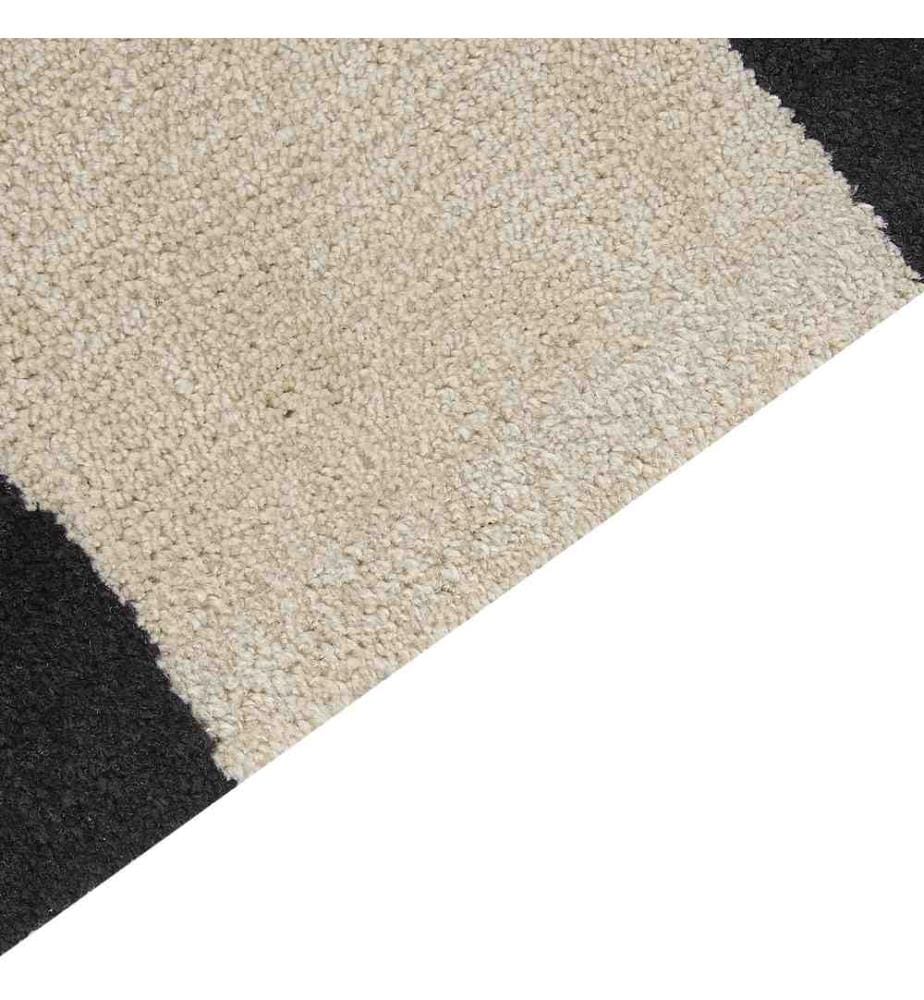 Teppich Creme und Schwarz Stoff Rechteckig 160x230 cm Abstraktes Muster Modern für Fussbodenheizung Kurzhaar Kurzflor Wohn- und Schlafzimmer