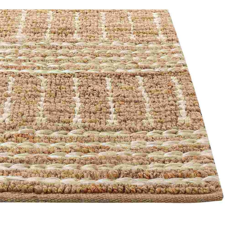 Tapis de couloir en jute beige tissé à la main avec motif à rayures 200 x 300 cm Tapis de couloir style boho rustique