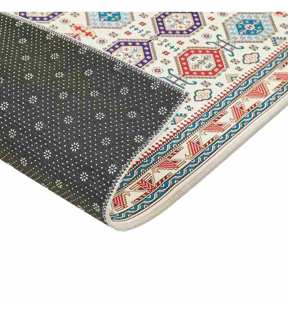 Teppich Läufer Mehrfarbig Stoff Rechteckig 80x300 cm Kurzflor Orientalisches Muster Rutschfest Maschinengewebt für Fussbodenheizung Flur Diele