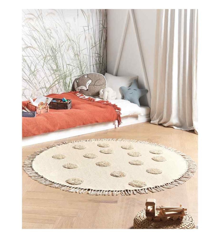 Kinderteppich WAHAR Beige ø 140 cm Baumwolle