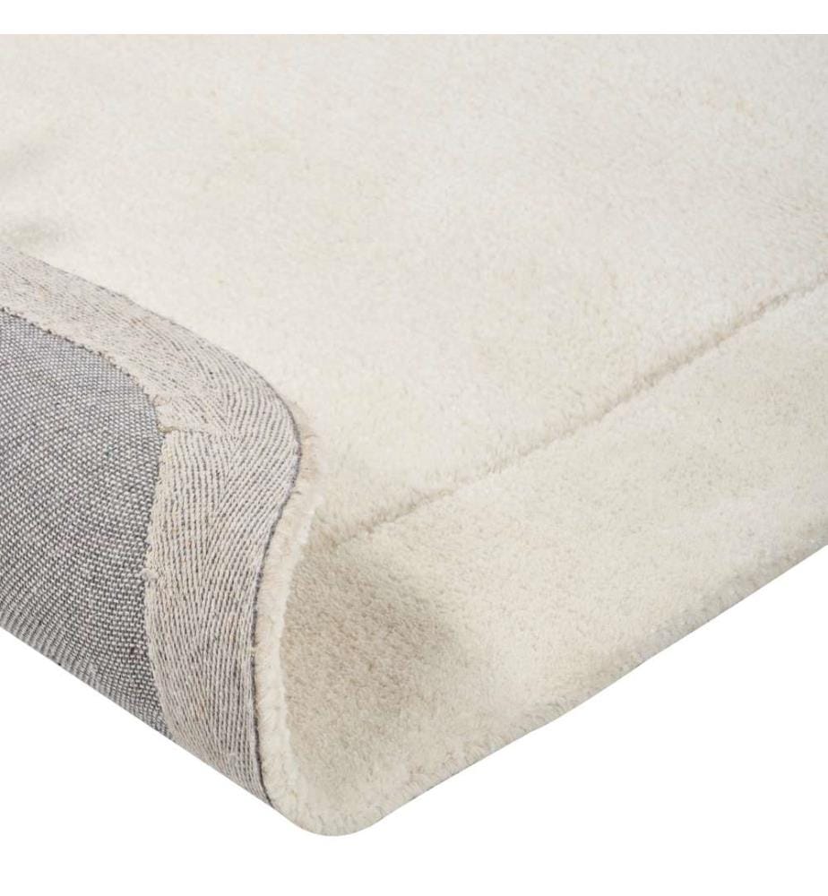 Teppich Hellbeige Viskose u. Wolle 80x250 cm Asymmetrisch Einfarbig Kurzflor Kurzhaar Modern Läufer Flurteppich Diele Flur Eingangsbereich