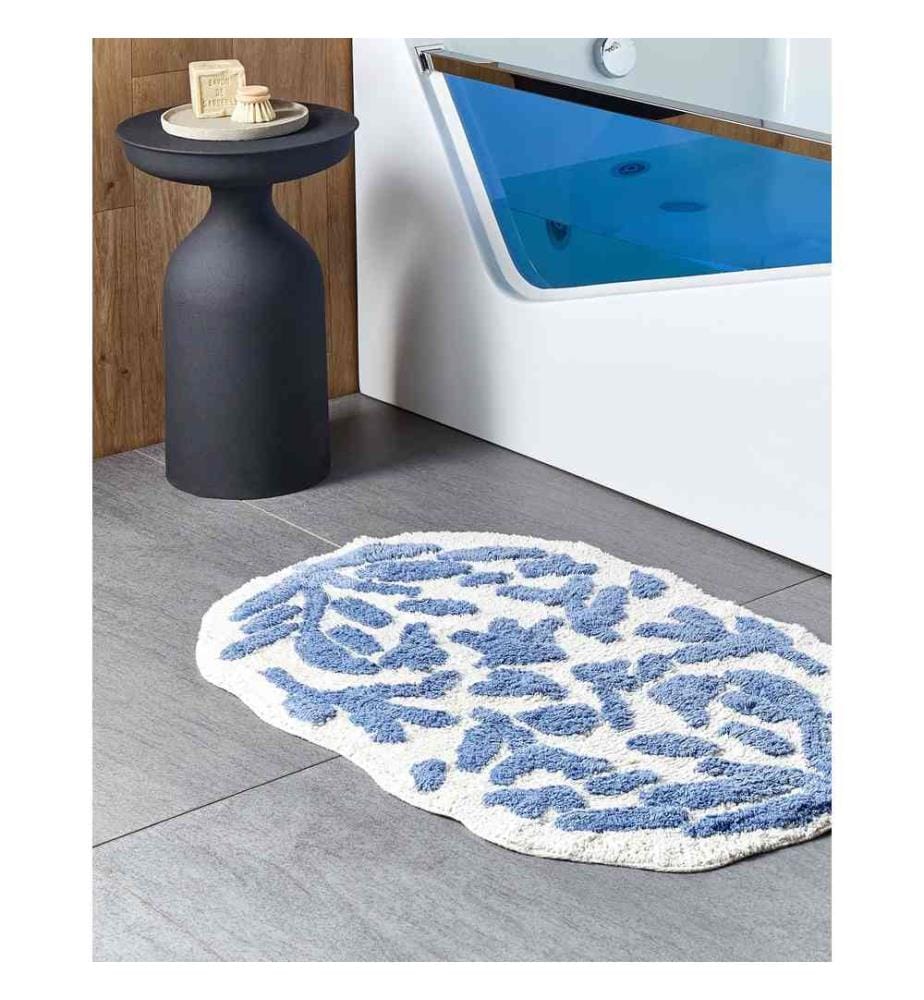 Tapis de bain DERIK Bleu 60 x 90 cm Coton