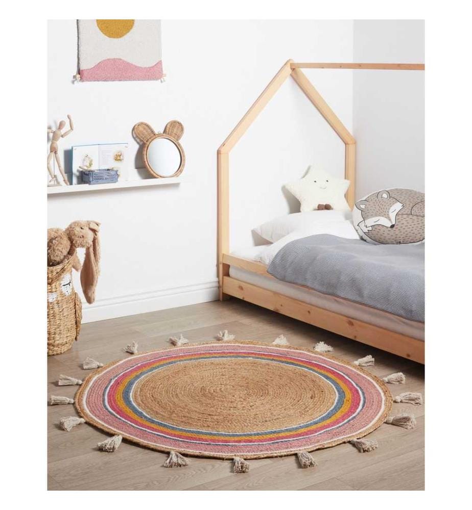Kinderteppich ZANAVI Bunt ø 120 cm Jute