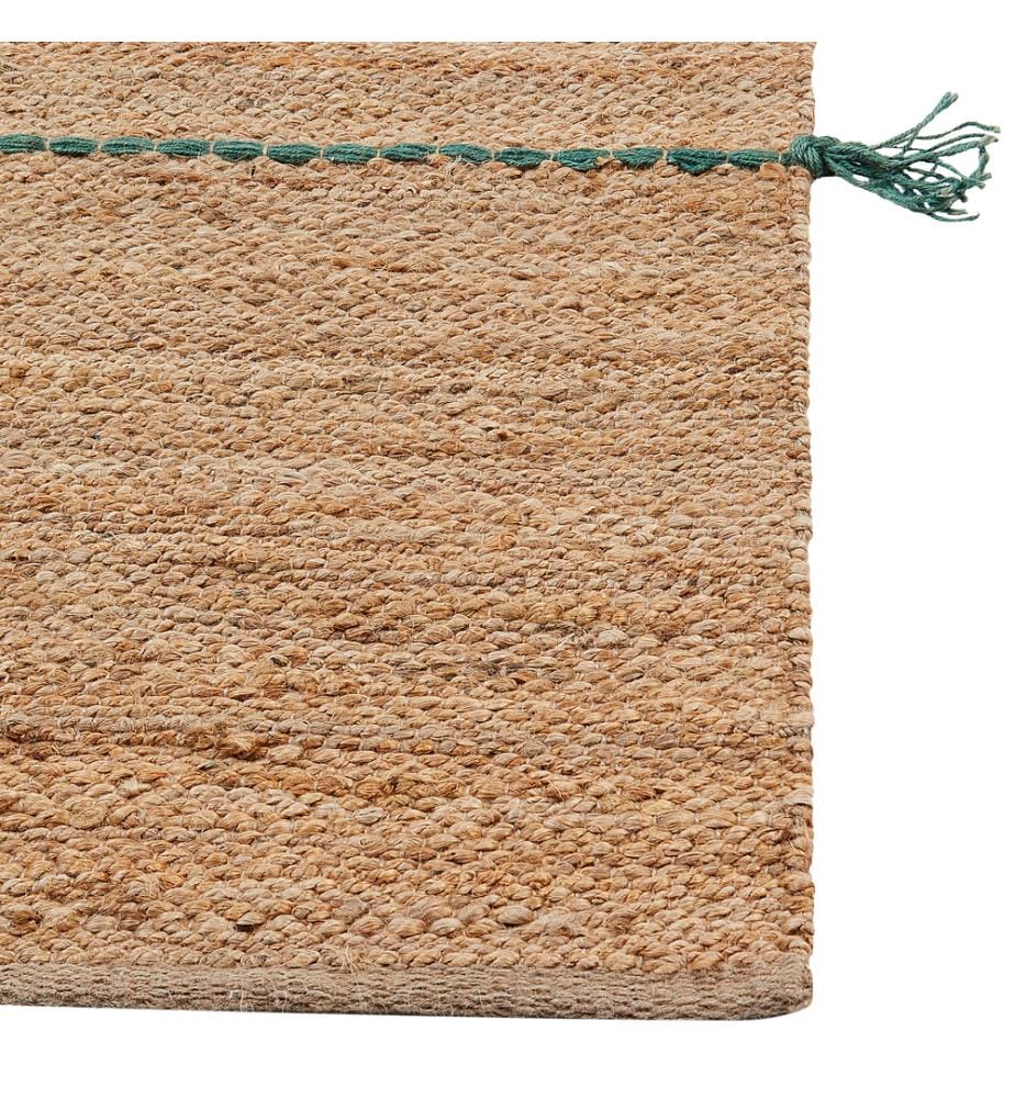 Tapis Beige en Jute 70 x 200 cm Fils colorés Tissé Main Boho pour Chambre d'Enfant Hall d'Entrée Chambre à Coucher