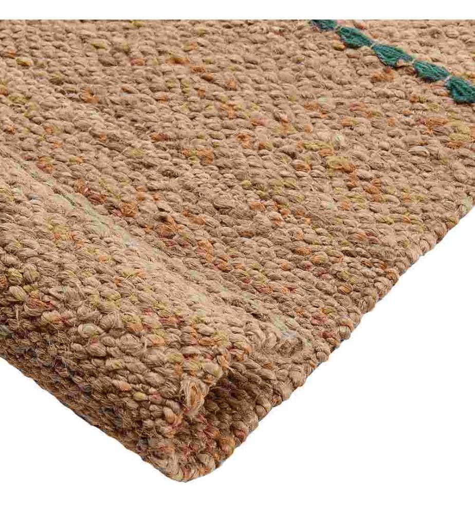 Tapis Beige en Jute 70 x 200 cm Fils colorés Tissé Main Boho pour Chambre d'Enfant Hall d'Entrée Chambre à Coucher
