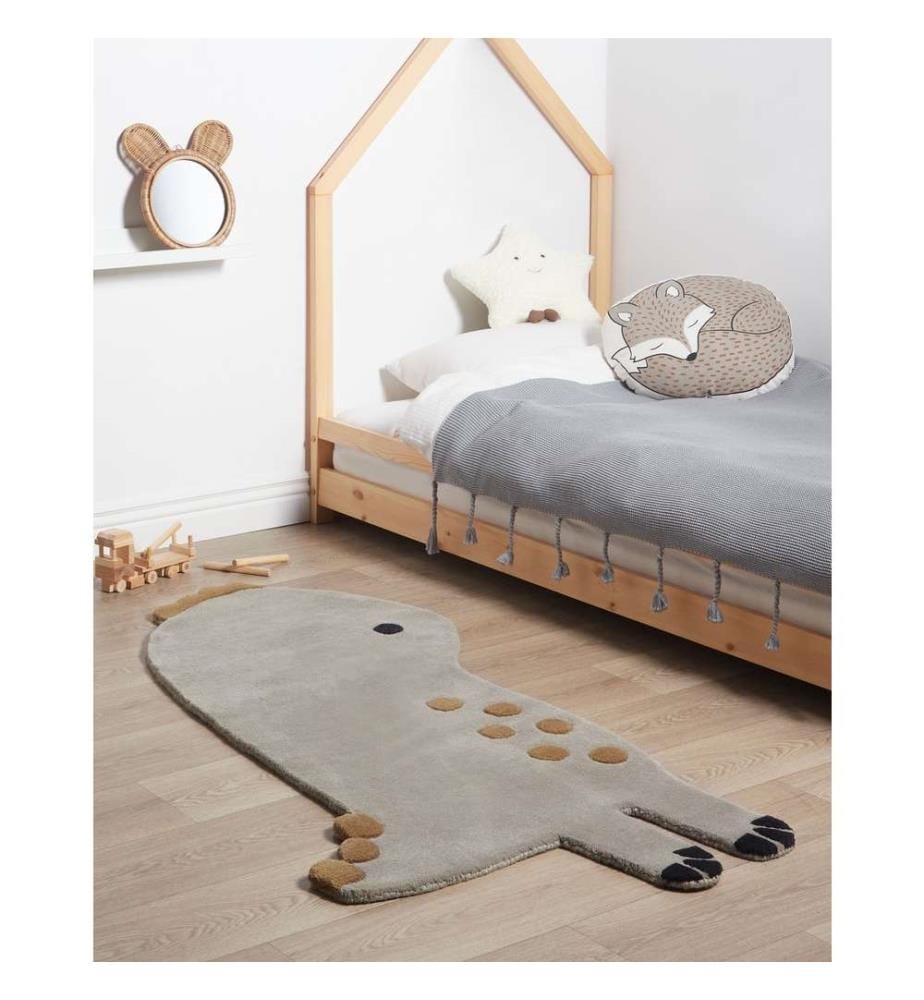 Kinderteppich DINO Grau 100 x 160 cm Wolle