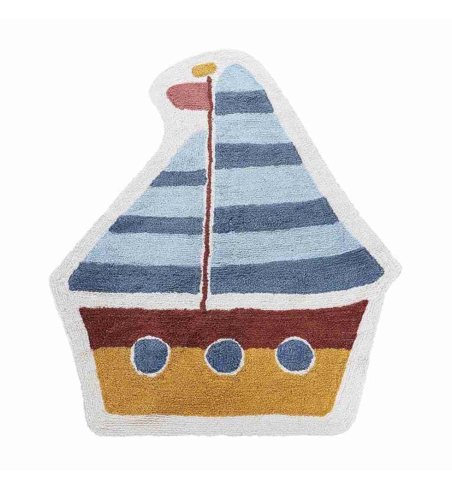 Teppich Beige Baumwolle ø 120 cm Rund Dekorative Katze Muster Quasten Boho Stil Wohnzimmer Jugendzimmer Kinderzimmer