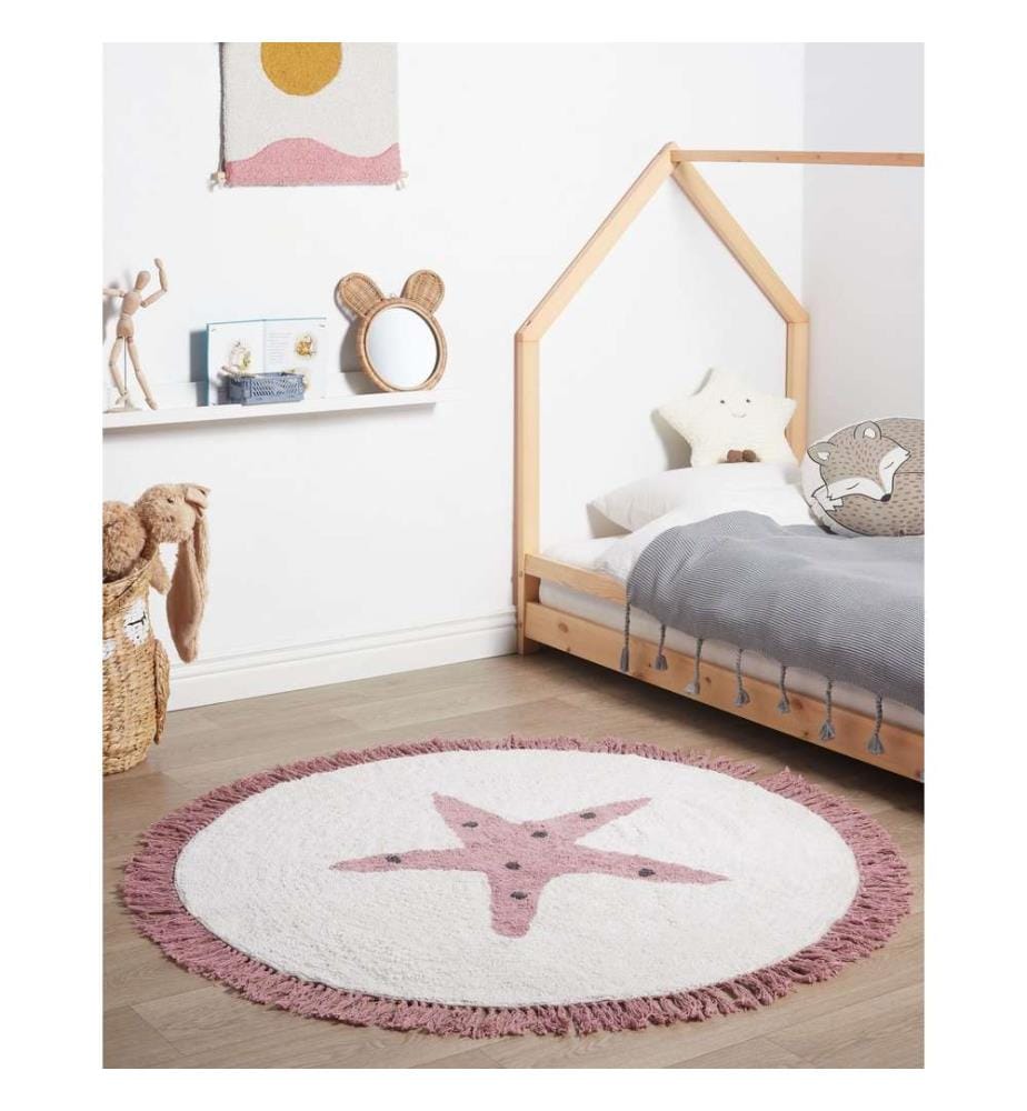 Tapis enfant STARS Blanc cassé ø 120 cm Coton