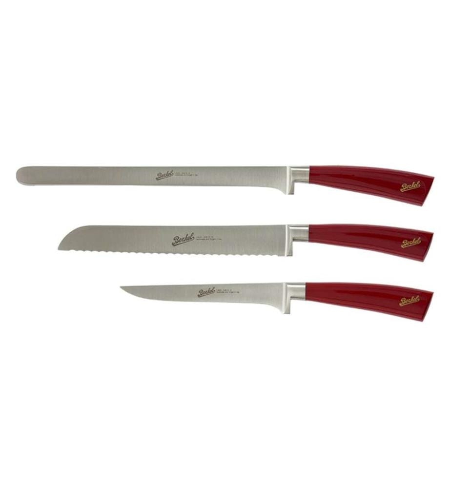 Elegance Rosso - Set di 3 coltelli da prosciutto