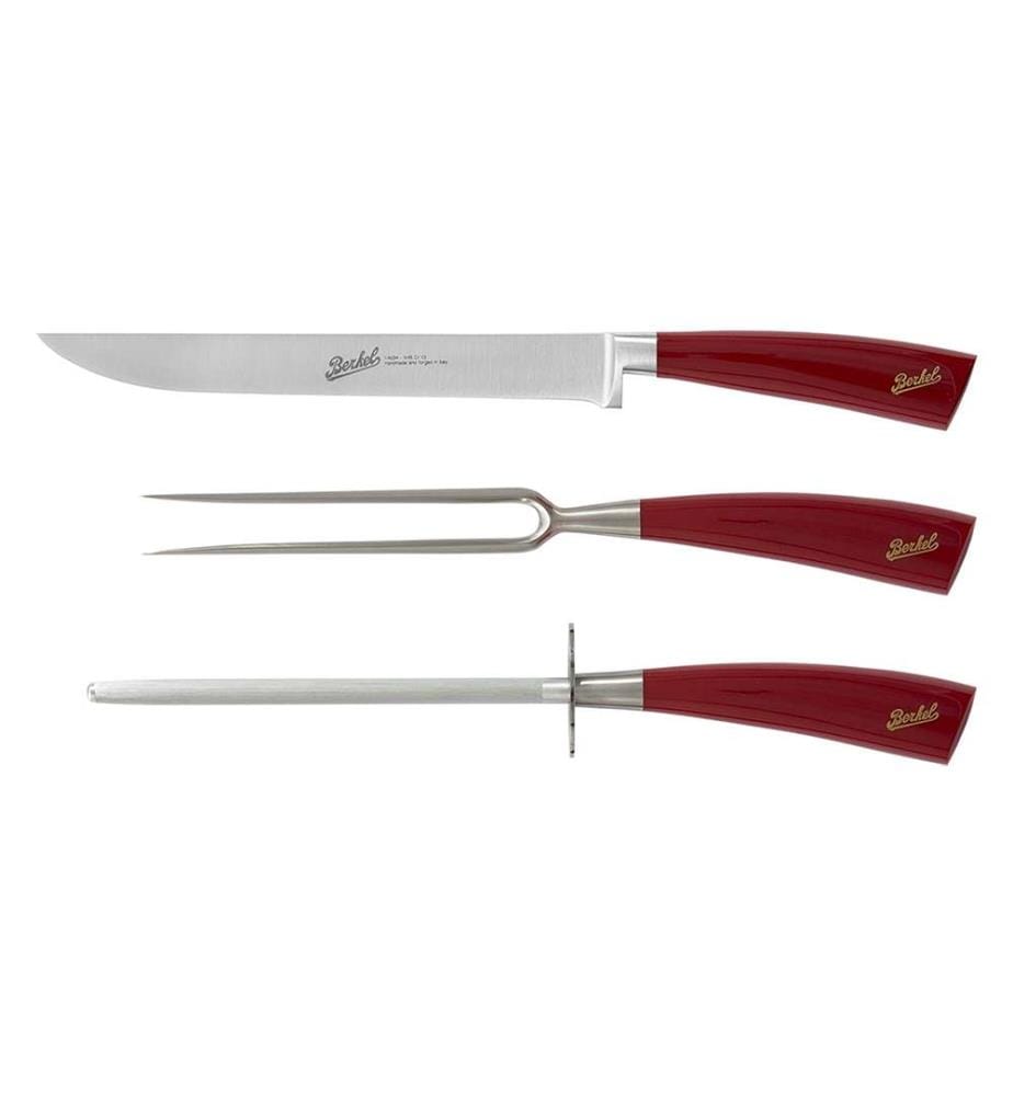Elegance Rosso - Set di 3 coltelli da arrosto