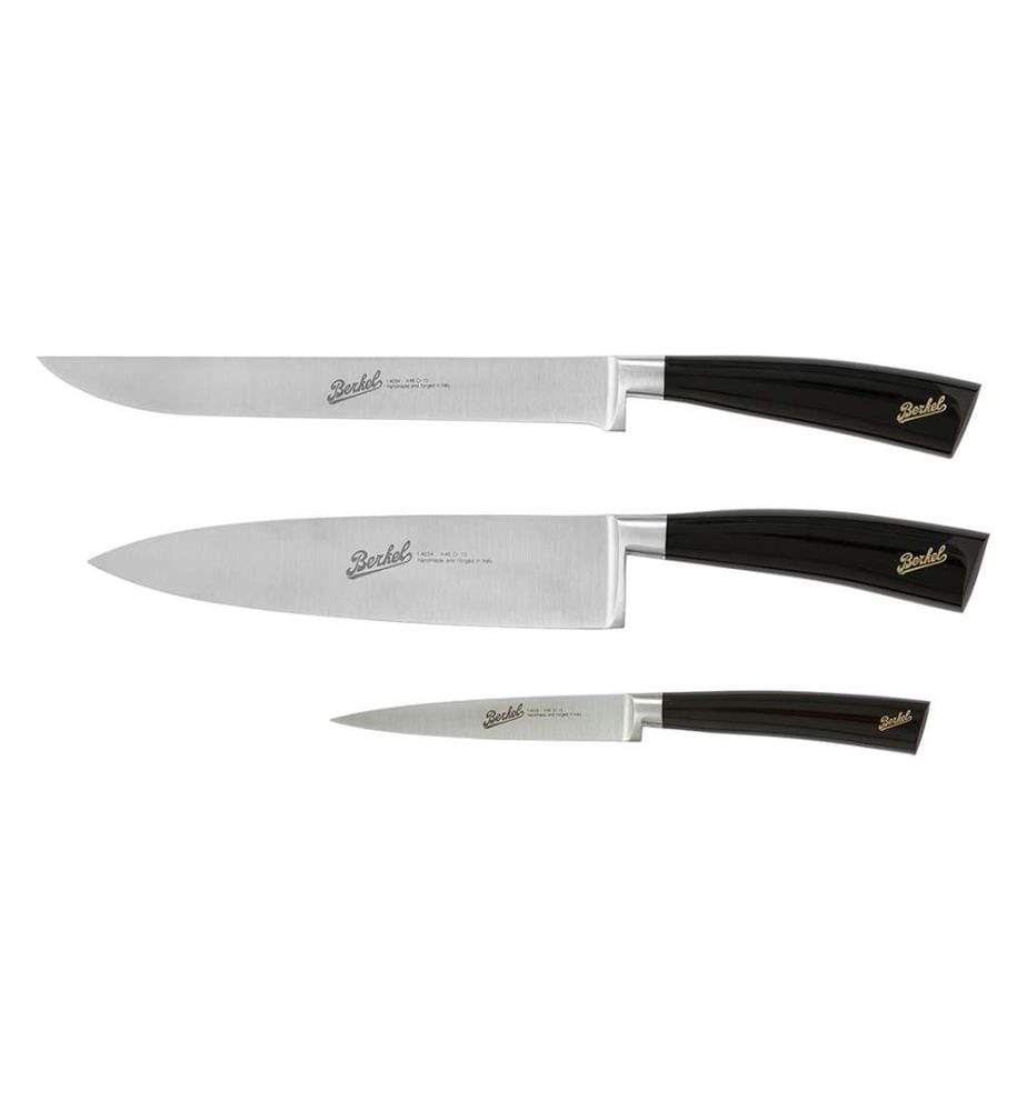 Elegance Schwarz- Set mit 3 Chef-Messer